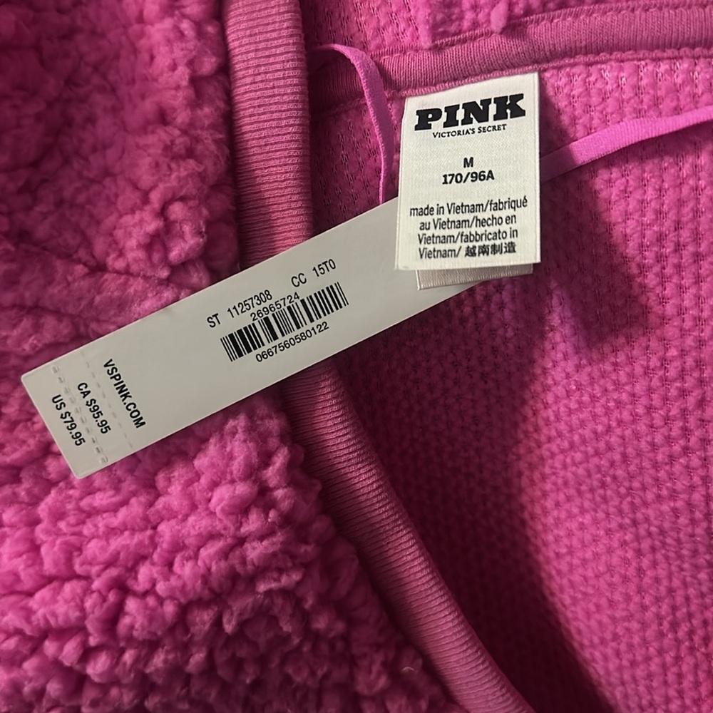 S🚫LD NWT Victoria's Secret Pink Textured Hoodie SIZE: Medium Very Soft - Picture 2 of 3